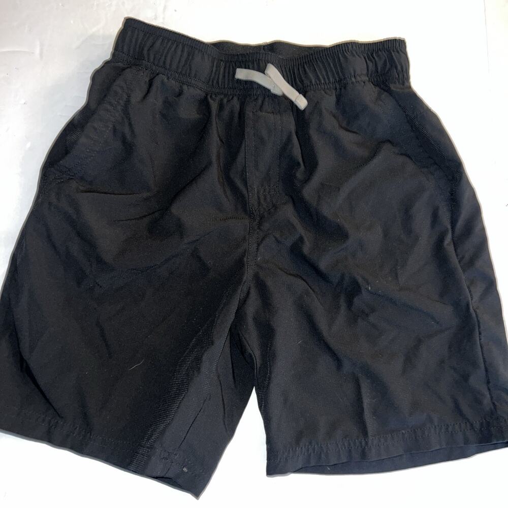 Boys First Wave Black Polyester Spandex Drawstring Pull On Shorts Size 10/12